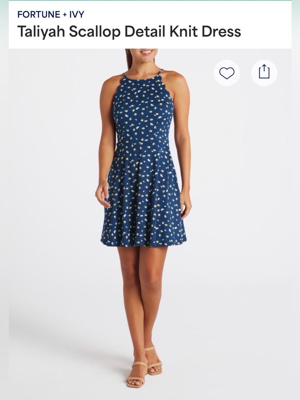 Fortune + Ivy Blue Scallop-Edge Knit Mini Dress